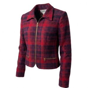 Vintage Carlisle Red Blazer Jacket Size 6 P2P 18” (36” Around) Made in Hong Kong